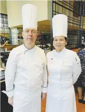  ?? ?? Conrad Manila’s Executive Chef Warren Brown (left) and Executive Sous Chef Patricia Mesina*