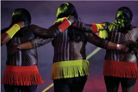  ?? Photograph: Ueslei Marcelino/Reuters ?? Indigenous Kayapo women dance before a summit of Amazon rainforest nations in Belem, Para state, Brazil, on 4 August 2023.