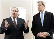  ?? DENIS BALIBOUSE/REUTERS ?? Secretary of State John Kerry, right, discussed Russia as he began talks with Jordan’s Nasser Judeh on Sunday.