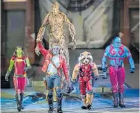  ??  ?? Guardians of the Galaxy make their stage debut in “Marvel Live: Age of Heroes.” The show opens tonight at Orlando’s Amway Center.