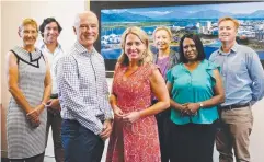  ?? Picture: BRENDAN RADKE ?? FRESH THINKING: New board members Brenda LaPorte and Johnathan Thurston, chairman Brett Godfrey, Queensland Tourism Minister Kate Jones, Dr Sarah Kelly Nancy Bamaga and Chris Mills.