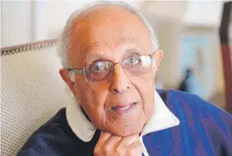  ?? | STEPHANE DE SAKUTIN/ AFP/ GETTY IMAGES ?? Ahmed Kathrada, a leader in South Africa’s anti- apartheid movement, was arrested in 1963 and sentenced to life in 1964 with the group including Nelson Mandela.