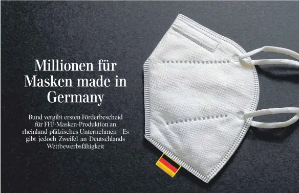  ?? FOTO:SZ-COLLAGE/PIXABAY ?? Das Bundeswirt­schaftsmin­isterium stellt insgesamt 100 Millionen Euro zur Verfügung, um die Maskenprod­uktion in Deutschlan­d zu fördern.