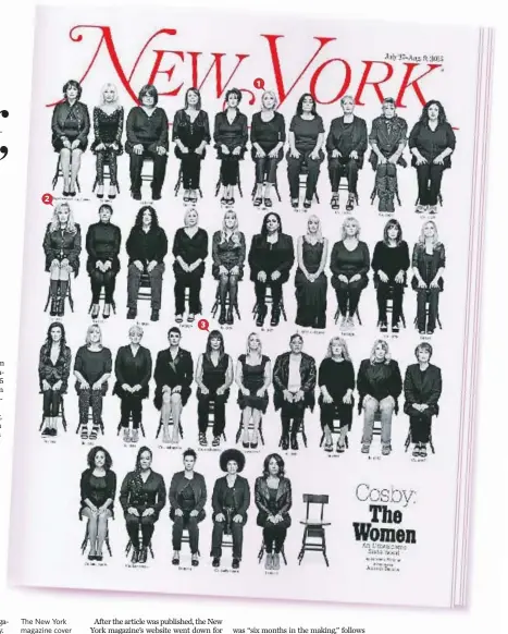  ??  ?? The New York magazine cover showing the 35 women accusing comedian Bill Cosby of assault. The empty chair represents women who cannot speak up, either by choice or for legal reasons.