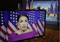  ?? Brian Snyder The Associated Press ?? Rep. Alexandria Ocasio-cortez, D-N.Y., seconds the nomination of Sen. Bernie Sanders, I-VT., via video feed Tuesday during the second night of the virtual 2020 Democratic National Convention in Milwaukee, Wis.