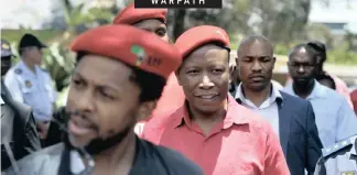  ?? OUPA MOKOENA African News Agency (ANA) ?? EFF leader Julius Malema arrives at Brooklyn police station in Pretoria to lay criminal charges against Public Enterprise­s Minister Pravin Gordhan and his daughter Anisha Gordhan. See Page 24 |