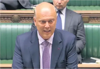  ??  ?? ●● Transport Secretary Chris Grayling speaking in the House of Commons on Monday about the new train timetables which have caused major disruption­s