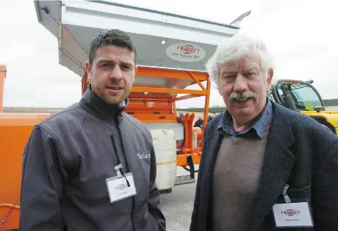  ??  ?? Phelim Wakely (right) with his son, Cian, who also works in the family business and (below) Wakely Engineerin­g supply most of their mills to the agri industry, but now also sell an increasing number of machines into the distilling and brewing business
