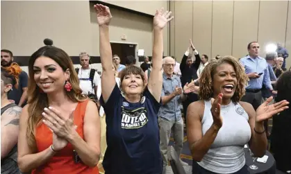  ?? Photograph: Tammy Ljungblad/AP ?? ‘In 2020, Donald Trump trounced Joe Biden in Kansas 56-42. Two years later, an anti-choice referendum went down in defeat 59-41.’