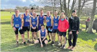  ??  ?? Team Bath’s senior men and women at the final Gloucester­shire Cross Country League race on Sunday