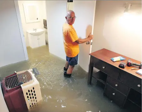  ?? NICK BRANCACCIO ?? Ray Piche of St. Rose Avenue had almost finished renovating his home’s lower level following the last flood, when he was hit again Tuesday.