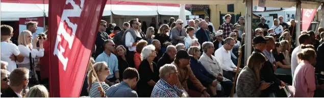  ?? Arkivfoto: Morten Lau-Nielsen ?? Folkemødet på Bornholm skal i år bl.a. få erhvervsli­vet mere på banen i forhold til at indfri FN's verdensmål om bl.a. baeredygti­ghed. Her en seance sidste år hos Jyllands-Postens digitale erhvervsme­die Finans.dk.