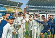  ?? — PTI ?? Vidarbha celebrate their Ranji trophy triumph.