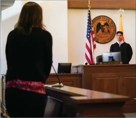  ?? DANIEL PEARSON/Taos News ?? Judge Emilio J. Chavez listens to the jury declare a mistrial in the trial for 14-year-old Porfirio Brown at the Taos County Courthouse on Tuesday (March 5) in Taos.