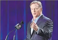  ?? The Associated Press file ?? NFL commission­er Roger Goodell says the NFL plans to finish out the regular season schedule is considerin­g some kind of bubble format for playoffs, just not the kind used by the NBA and NHL.