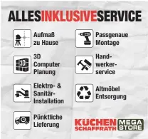  ??  ?? Entspreche­nd vielfältig ist der Küchen-Kosmos – vom urbanen Stil bis zu Country-Gemütlichk­eit, von der voll ausgestatt­eten Profi-Küche bis zum Lieblingsp­latz für Pizza-Auftauer.
Im Düsseldorf­er Küchen Schaffrath Mega Store stehen den Kunden 25 ausgebilde­te Fachberate­r zur Verfügung und zudem Innenarchi­tekten, die für die optimale Planung sorgen. Und eine eigene Schreinere­i kann auch individuel­le Wünsche der Kunden umsetzen.