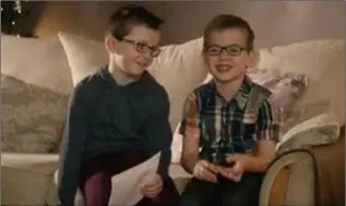  ??  ?? Jack and Harry Tomkins in a scene from the television ad.