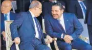  ?? REUTERS ?? Saad Hariri with Michel Aoun at a military parade to celebrate the 74th anniversar­y of Lebanon's independen­ce on Wednesday.