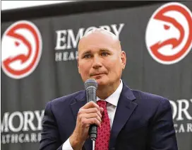  ?? CURTIS COMPTON / CCOMPTON@AJC.COM ?? “It’s exciting,” says Atlanta Hawks GM Travis Schlenk about having the No. 3 draft pick. “Having the four picks ... we get a lot of phone calls.”