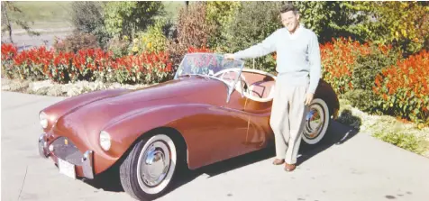  ??  ?? Dick Frew shows off his gorgeous completed hand-built sports car in 1957.