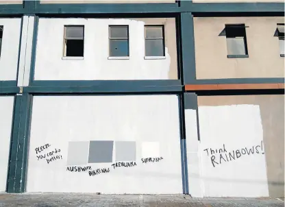  ?? /Sean O'Connor ?? Appeal for colour: Sample colours on a wall in a Cape Town suburb were defaced.