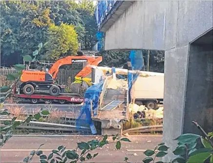  ?? Picture: Marcus Marchant ?? Ramblers could so easily have been involved in the devastatio­n when a load hit a bridge on the M20