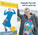  ?? ?? Chancellor Prue Leith with her poster boy