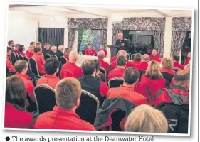  ??  ?? The awards presentati­on at the Deanwater Hotel