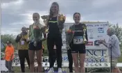  ?? (Photos MC) ?? Le podium féminin : 1. Alice Michel, 2. Camille Corniglion, 3. Marte Lien Johnsen.
