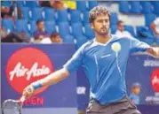  ?? HT PHOTO ?? Saketh Myneni defeated Sumit Nagal 64, 64.