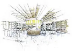  ??  ?? Above — The relaxed, harbour-side feel of the space is evident in design sketches by Jonathan Richards.