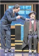  ?? TERESA CASTRACANE PHOTOGRAPH­Y/HANDOUT ?? Danny Gavigan, left, as Samuel Ratchett and Bruce Randolph Nelson as Detective Poirot in Everyman Theatre’s production of “Murder On The Orient Express.”