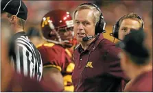  ?? THE ASSOCIATED PRESS FILE ?? Earlier this week former Minnesota coach Glen Mason, now a Big Ten Network analyst, talked about his team’s 24-23upset win over Penn State in 1999.