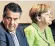  ??  ?? Coalition partners: German foreign minister Sigmar Gabriel with chancellor Angela Merkel