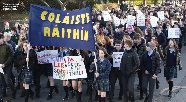  ??  ?? The whole school marching up the Florence Road.