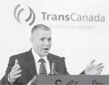  ?? Larry Macdougal/the Canadian Press ?? Russ Girling, president and CEO of TransCanad­a Corp., sees the Energy East proposal carrying as much as 850,000 barrels a day of crude from Western Canada to refineries in Montreal and St. John, N.B.