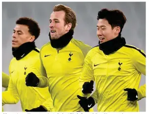  ?? GETTY IMAGES ?? Glove story: Kane (centre), Dele Alli (left) and Son Heung-min