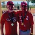  ?? ?? Jerry Brooks, left, and Don Brazell won gold medals with the Game On softball team last month at the World Senior Games in St. George, Utah.