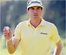  ??  ?? Surprise: Keegan Bradley shot a 66 to join Phil Mickeson on top of the leaderboar­d on Saturday.