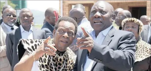  ??  ?? CHALLENGE: Some traditiona­l leaders want full control of their land, currently controlled by King Goodwill Zwelithini, seen here with President Cyril Ramaphosa.