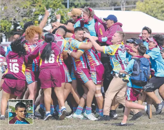  ?? Picture: GLENN HAMPSON ?? Keebra celebrates their Queensland title last year, though the national decider eluded them. It’s something David Fifita (inset) plans to fix.