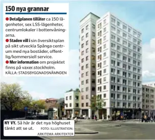  ?? FOTO: ILLUSTRATI­ON: ARKITEMA ARKITEKTER ?? NY VY. Så här är det nya höghuset tänkt att se ut.