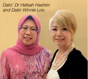  ??  ?? Dato’ Dr Hafsah Hashim and Datin Winnie Loo