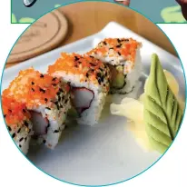  ??  ?? Whether you like tuna, shrimp or just veggies, dig into delicious sushi rolls at Sushi Maki.