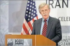  ?? REUTERS ?? US National Security Adviser John Bolton at the United Against Nuclear Iran Summit.