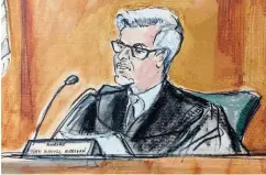  ?? ?? Mira. El juez Juan Merchan preside el juicio de Donald Trump en el tribunal penal de Manhattan en Nueva York.