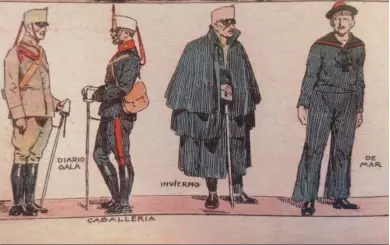  ?? ?? Uniformes de Carabinero­s publicados en la revista infantil ‘Macaco’ (Madrid, 1928-1930).