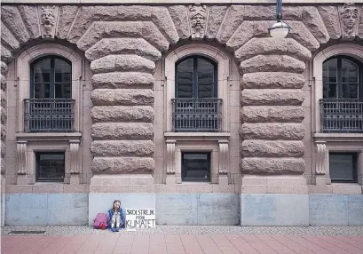  ?? COURTESY OF THE MONROE GALLERY ?? “Greta Thunberg’s first school strike for climate outside the Swedish Parliament, 2018,” by Adam Karis Johansson.