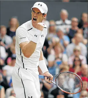  ?? Picture: REUTERS ?? ROARING: Andy Murray celebrates taking the first set against Yen-Hsun Lu.