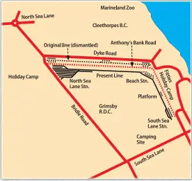  ??  ?? Left: Diagram of the original Lincolnshi­reC oast Light Railway in Humberston.